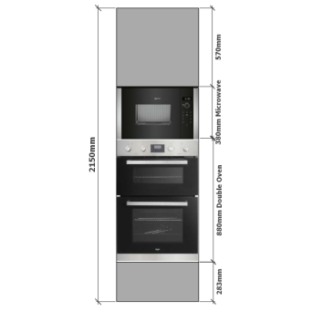 Tall Double Oven & 380 Microwave housing dimensions