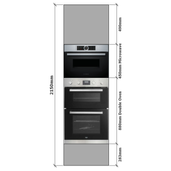 Tall Double Oven & 450 Microwave housing dimensions