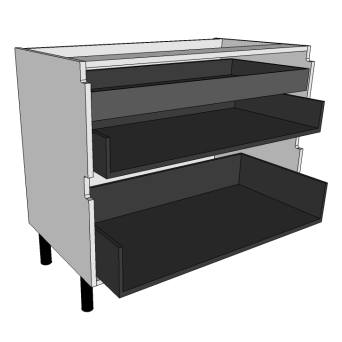 1000 True Handleless 2 Drawers + Inner draw unit