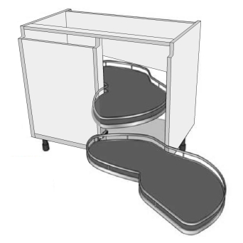 900 True Handleless Blind Corner Base with Le-Mans