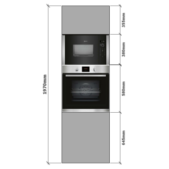 Tall Single Oven & 380 Microwave housing dimensions