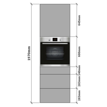Tall Single Oven housing dimensions - 3 drawers