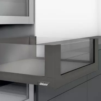 Blum Legrabox Clear Glass Carbon Black Inner Pan Drawers