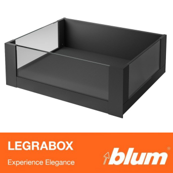 Blum Legrabox with Glass sides Internal Saucepan Drawers - Carbon Black