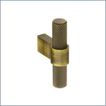 Knurled T-Bar Knob - Aged Brass