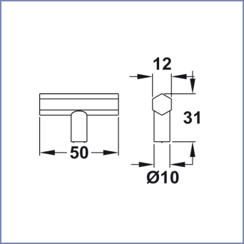Pencil T-Bar Knob Dimensions