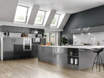 Vivo High Gloss Dust Grey kitchen doors